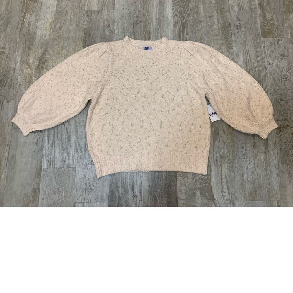 NWT Vylette Womens Sweater  Blush Pink Gold Metallic Puff Long Sleeve… - Picture 7 of 13
